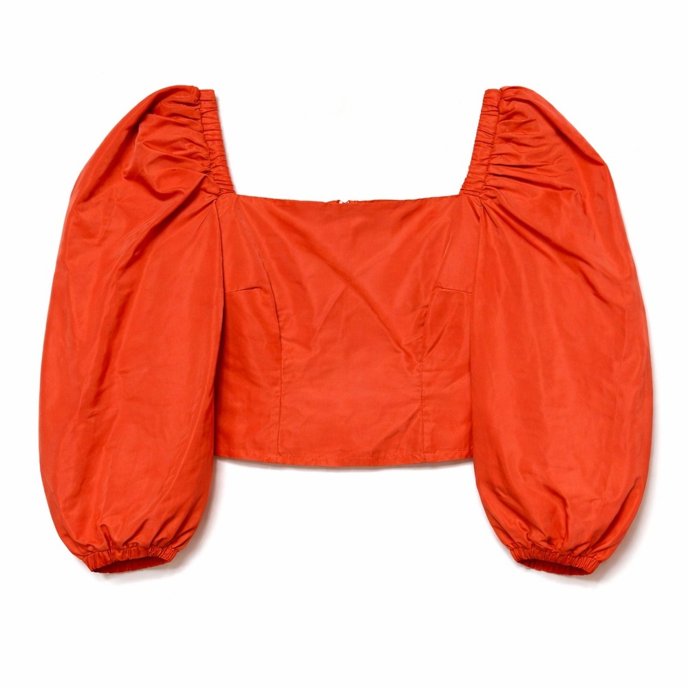 AVAVAV Firenze Balletcore Corset Top Women Large Silk Blend Puff Sleeve Italian